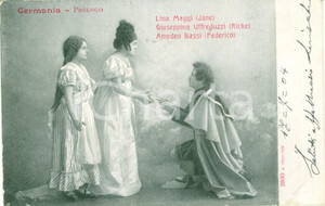Cartolina originale da collezione 1904 BOLOGNA OPERA Lina MAGGI Giuseppina UFFREDUZZI Amedeo BASSI in GERMANIA 1
