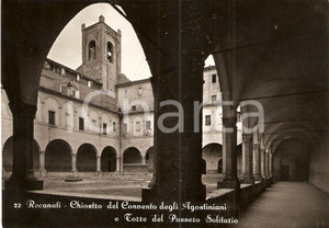 Cartolina originale da collezione 1957 RECANATI MC Chiostro Convento Agostiniani Torre del Passero Solitario FG 1
