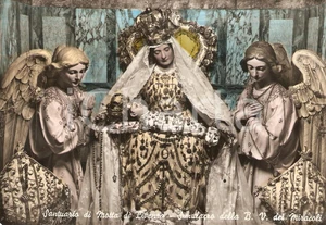 Cartolina originale da collezione 1950 ca MOTTA DI LIVENZA TV Santuario Beata Vergine dei Miracoli Simulacro 1