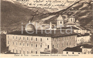 Cartolina originale da collezione 1928 PIEVE DI TECO IM Caserma SEBASTIANO MANFREDI e Chiesa Cartolina FP VG 1