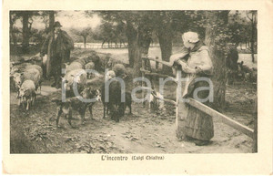 Cartolina originale da collezione 1918 ARTE Pittore Luigi CHIALIVA L'incontro *Cartolina FP VG 1