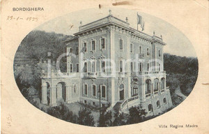 Cartolina originale da collezione 1915 ca BORDIGHERA IM Villa Regina Madre Margherita di SAVOIA Cartolina FP VG 1