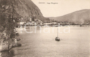 Cartolina originale da collezione 1920 ca LAVENO VA Panorama del paese da Lago MAGGIORE Cartolina ANIMATA FP NV 1