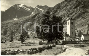 Cartolina originale da collezione 1959 MACUGNAGA VB L antica chiesa di STAFFA con il tiglio e Monte ROSA FP VG 1