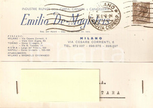Cartolina originale da collezione 1958 MILANO Emilio DE MAGISTRIS Industrie carta e canapa Cartolina Commerciale 1