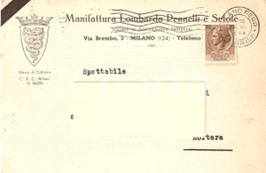 Cartolina originale da collezione 1955 MILANO Manifattura Lombarda Pennelli e Setole *Cartolina Commerciale 1