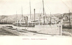 Cartolina originale da collezione 1905 ca GENOVA Transatlantico KAISER WILHELM II ai bacini di carenaggio FG NV 1