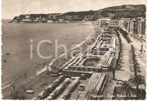 Cartolina originale da collezione 1953 VARAZZE (SV) Panorama con BAGNI MILANO e Lido *Cartolina FG VG 1