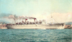 Cartolina originale da collezione 1950 ca MARINA MERCANTILE Transatlantico CONTE BIANCAMANO Cartolina 1