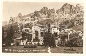 Cartolina originale da collezione 1937 NOVA LEVANTE BZ Grand hotel LAGO DI CAREZZA verso le Dolomiti Cartolina 1