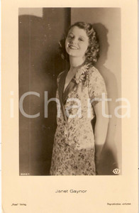 Cartolina originale da collezione 1930 CINEMA Actress Janet GAYNOR Portrait with floreal dress Cartolina FP NV 1