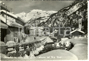 Cartolina originale da collezione 1956 CHAMPOLUC (AO) Sullo sfondo i ghiacciai del Monte Rosa *Cartolina FG VG 1