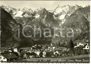 Cartolina originale da collezione 1950 COURMAYEUR AO Sfondo Ghiacciai Catena Monte Bianco Cartolina FG VG 1