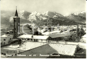 Cartolina originale da collezione 1950 ca BORGO SAN DALMAZZO (CN) Panorama invernale *Cartolina FG NV 1