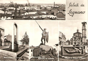 Cartolina originale da collezione 1959 LEGNANO MI Vedutine Monumento ai Caduti Chiesa SAN MAGNO Cartolina FG VG 1