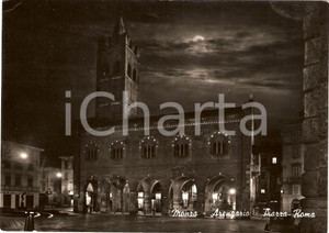 Cartolina originale da collezione 1954 MONZA Panorama notturno di Piazza Roma e ARENGARIO *Cartolina FG VG 1