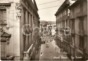 Cartolina originale da collezione 1956 ASCOLI PICENO Veduta aerea di VIA TRIESTE Animata *Cartolina FG VG 1