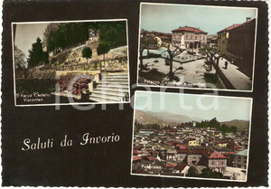 Cartolina originale da collezione 1955 INVORIO NO Vedutine PARCO CASTELLO VISCONTEO Palazzo Comunale FG VG 1