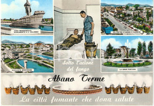 Cartolina originale da collezione 1965 ABANO TERME (PD) CittÃ  fumante che dona salute VEDUTINE FG VG 1