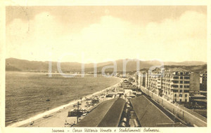 Cartolina originale da collezione 1940 SAVONA Corso Vittorio Veneto - Stabilimenti balneari *Cartolina animata FP 1