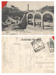 Autografo originale 1908 FIESOLE Terme romane *Cartolina a Viola CATTANEO ADORNO DANNEGGIATA 1