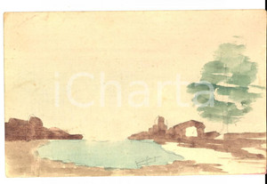 Cartolina originale da collezione 1900 ca BRASILE Bozzetto di insenatura *Cartolina ACQUERELLATA A MANO FP 1