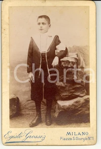 Fotografia d epoca originale 1880 MILANO Ritratto del bambino Aldo VALPREDA Foto Egisto GROSSI 1