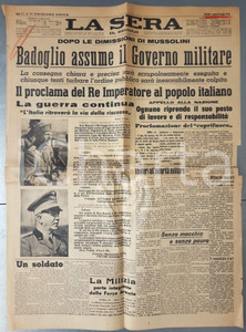 Giornale, rivista storica 1943 WW2 LA SERA  IL SECOLO Dimissioni Mussolini  Badoglio assume il governo 1