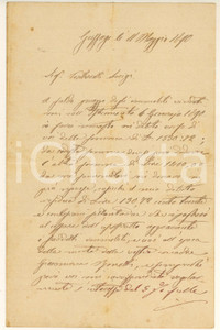 Manoscritto, lettera originale 1890 GUSSAGO BS Francesco VENTURELLI si impegna a saldare debito per immobili 1