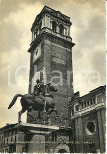Cartolina originale da collezione 1940 ca PAVIA Monumento al REGISOLE e torre del Comune Cartolina FG NV 1