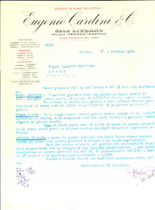 Documento originale, autentico 1951 GENOVA Ditta Eugenio CARDINI  Preventivo tonno artiglio e aringhe 1