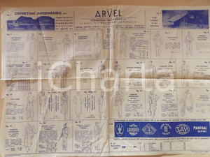 Materiale pubblicitario d’epoca 1957 BOLOGNA Ditta ARVEL Completi impermeabili Pubblicitario 50x35 su velina 1