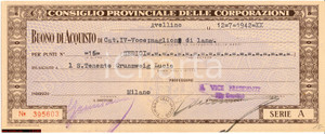 Oggetto da collezione cartaceo 1942 CONSIGLIO CORPORAZIONI Buono acquisto maglion 1