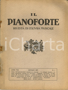 1927 IL PIANOFORTE Leggendo LES NOCES di Igor STRAVINSKIJ *Rivista Anno VIII nÂ°1 DATA: 15 gennaio 1927LUOGO: TORINOTITOLO: IL PIANOFORTE - RIVISTA DI COLTURA MUSICALE Anno VIII n. 1  DESCRIZIONE: Rivista musicale d'epoca. All'interno, un articolo di Mario Castelnuovo-Tedesco su "Les noces" di Igor Stravinskij.Pubblicit&agrave; d'epoca all'interno.PAGINE: 44  FORMATO: cm 19 x 24  CONDIZIONI: danneggiata (macchie di umidit&agrave; e pieghe alle brossure e alle pagine).  Rivista d'epoca, originale, autentica.     originale e autentica 1