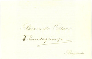 Oggetto da collezione cartaceo 1930 ca BORGOSESIA (VC) Ottavio BERZONETTO Biglietto per condoglianze 1