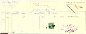 Manoscritto, lettera originale 1934 L ITALIANA CINEMATOGRAFI S.A. Noleggio BARBIANO 1