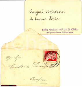Oggetto da collezione cartaceo 1930 CONFIENZA PV Auguri Banca Popolare di NOVARA Biglietto 1