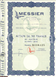 Oggetto da collezione cartaceo 1966 PARIS Action au porteur MESSIER Société Anonyme 1 1