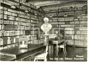 Cartolina originale da collezione 1963 RECANATI MC Sala della Biblioteca Leopardiana Cartolina postale FG VG 1