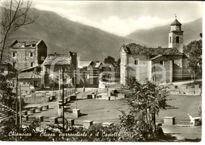 Cartolina originale da collezione 1955 ca CHIANOCCO (TO) Veduta chiesa parrocchiale e castello *Cartolina FG NV 1