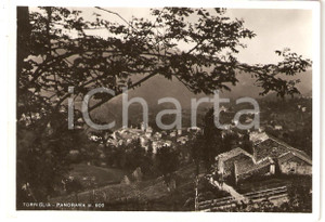 Cartolina originale da collezione 1954 TORRIGLIA (GE) Scorcio panoramico e chiesa SANT'ONORATO di ARLES *FG VG 1