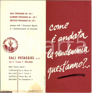 Materiale pubblicitario d’epoca 1959 MILANO Concimi SALI POTASSICI srl  - volantino 1