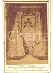 Fotografia d epoca originale 1890 ca Santuario CARAVAGGIO SANTA MARIA DEL FONTE  Antica statua Madonna RARA 1