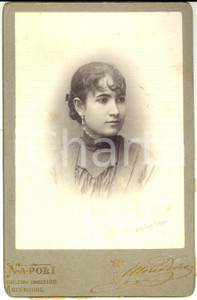 Fotografia d epoca originale 1880 ca TORINO Ritratto di donna con acconciatura raccolta Foto Ettore PESCE 1