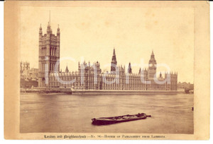 Fotografia d epoca originale 1880 ca LONDON Houses of Parliament from LAMBETH Vintage photo 17x11 cm 1