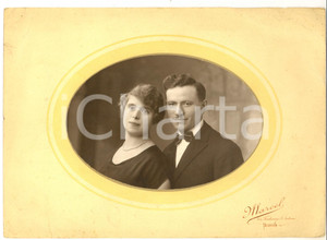 Fotografia d epoca originale 1920 ca PARIS Coppia di sposi in abito scuro Fotografia MARCEL 1