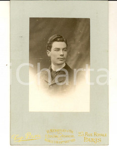 Fotografia d epoca originale 1890 ca PARIS Ritratto di giovane uomo in abito scuro Foto Eugène PIROU 11x14 1