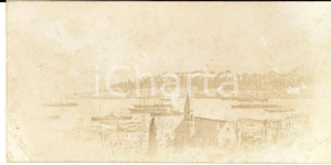 Fotografia d epoca originale 1900 ca ISTANBUL TURKEY Veduta con il porto Foto BERGGREN ANIMATA DANNEGGIATA 1