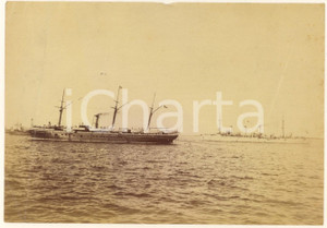 Fotografia d epoca originale 1910 ca REGIA MARINA Flotta in navigazione nel Mediterraneo Foto DANNEGGIATA 1