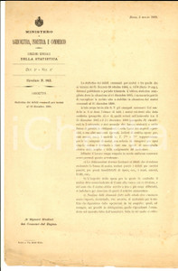 Documento originale, autentico 1889 ROMA MInistero Agricoltura  Statistica dei debiti comunali per mutui 1